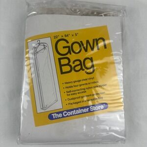 NIB The Container Store Gown Bag 22" x 64" x 5" Vinyl Hold 4 gowns 0152